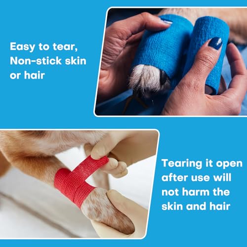 Self-Adhesive Bandage Wrap - 2 Inch x 5 Yards Elastic Cohesive Tape, 2 Pack