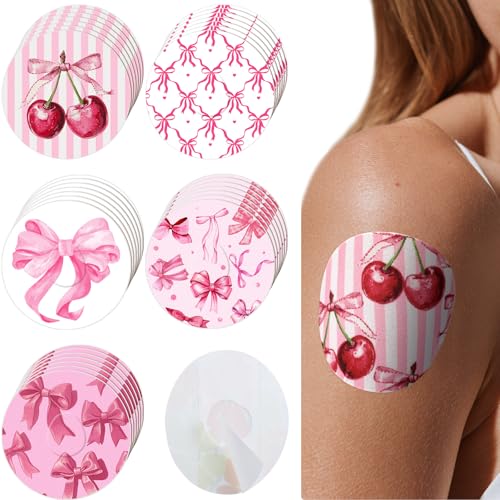 Pink Bow Adhesive Patch Compatible with Dexcom G7 - 30 Waterproof Skin-Friendly Medical Patches