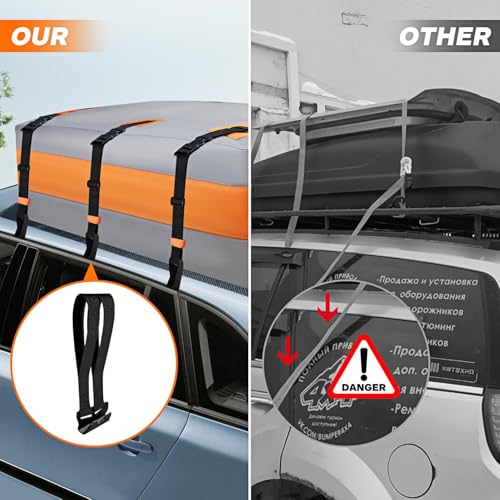 Rooftop Cargo Tie Down Hook Straps - Secure Roof Bags & Cargo