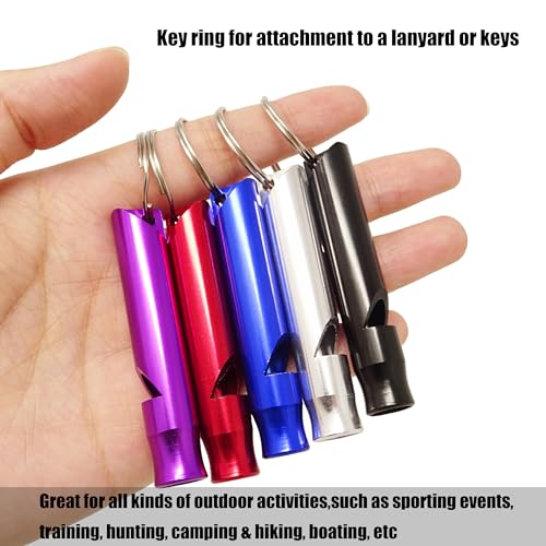 5-Pack Aluminum Whistles for Hiking, Camping & Boating