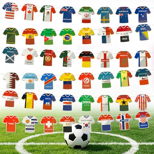 World Cup Jersey-Shaped Flag Banners - 48 Country Decorations