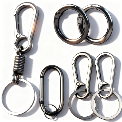 Durable Keychain Clip Set - 6 Pack Key Ring Holders