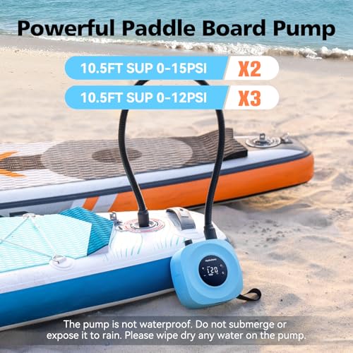 Electric Paddle Board Pump - 20 PSI, Lightweight, Blue