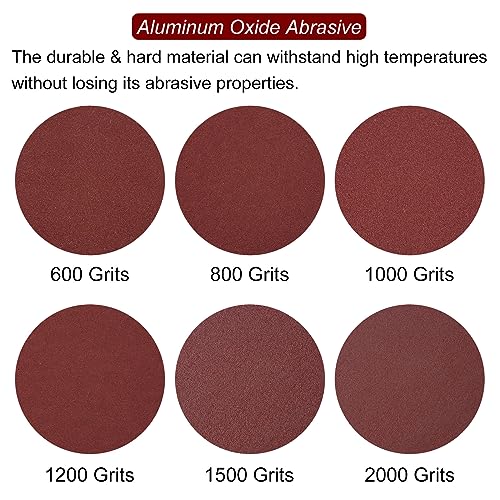 HARFINGTON 60pcs Triangular Hook & Loop Sandpapers 600/800/1000/1200/1500/2000 Grits 3-1/8" Aluminum Oxide Sanding Pads Mouse Detail Sander Papers Multitool Sheets Set (10pcs of Each Grits)