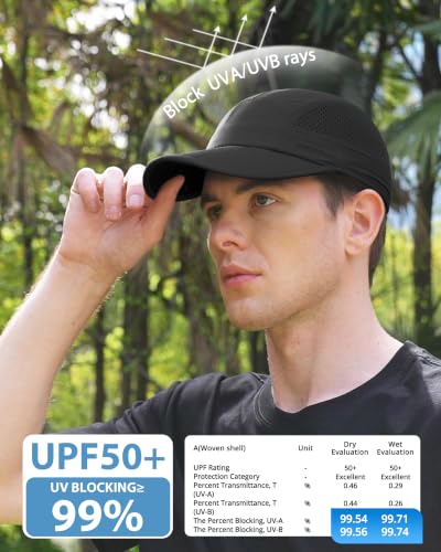 GADIEMKENSD Men's Folding Sun Hat with Long Brim UPF 50+ Outdoor Hat, Black, 7-7 3/8