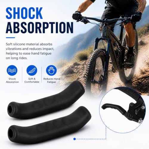Silicone Bike Brake Lever Cover - Anti-Slip Shockproof Grips - Black