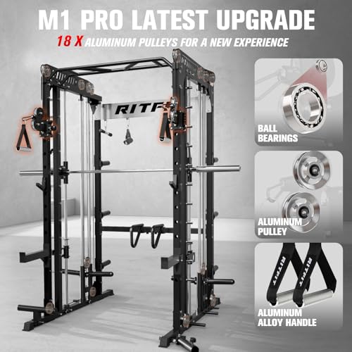 Smith Machine Cable Crossover Power Cage - Black, M1 Pro