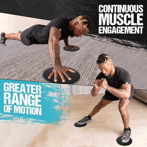 9" Gliding Sliders for Full Body Workouts - Black