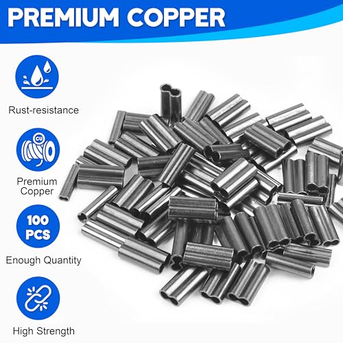 Fishing Crimp Sleeves - Double Barrel Copper, 0.8mm, 100pcs