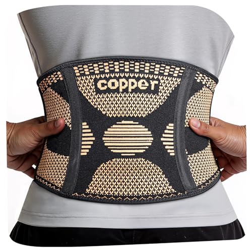 SoloEver Black Copper Lower Back Support Belt - Lumbar Pain Relief & Stabilizer