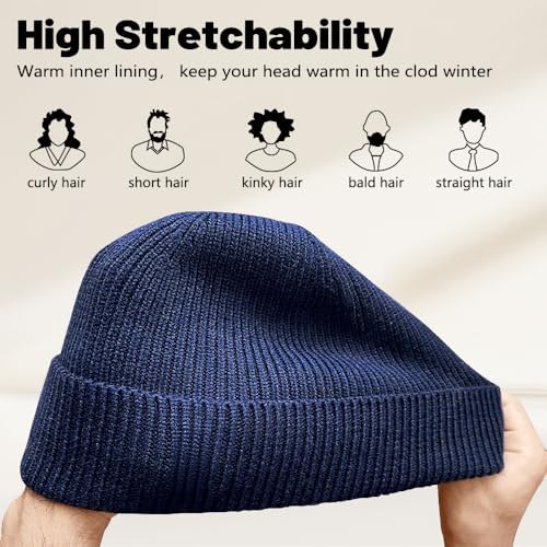 Unisex Winter Beanie - Soft Fleece Lined Knit Hat - Deep Blue