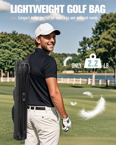 Lightweight Golf Stand Bag for 7 Clubs with Cooler Pocket - Black