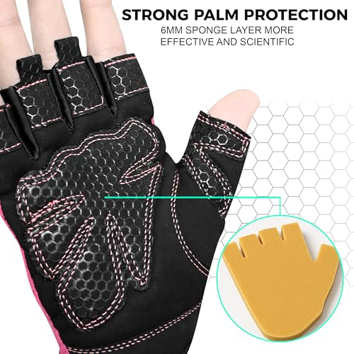 Breathable Half Finger Cycling Gloves - Pink/Medium
