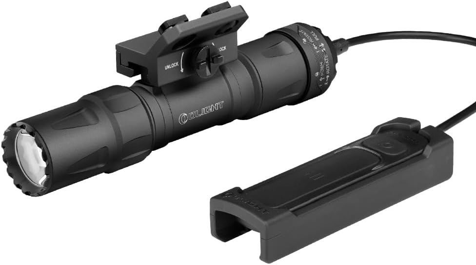 OLIGHT Odin S Tactical Flashlight - 1500 Lumens, Rechargeable, IPX8 Waterproof | MLOK Rail Mounted, 250m Throw (Black)