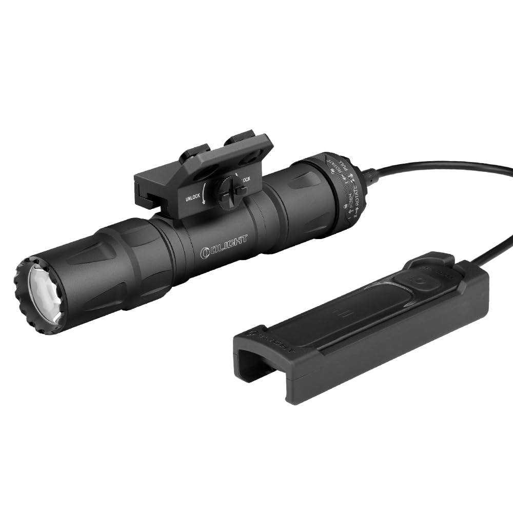 OLIGHT Odin S Compact MLOK Rechargeable Tactical Flashlight, 1500 Lumens 15600 Candela 250m Beam Distance Weaponlight, Upgraded Remote Pressure Switch, Strobe, IPX8 Waterproof for Hunting Outdoor Use
