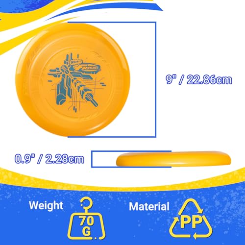Wham-O 9-Inch Lightweight Flying Disc for Kids & Adults - 70g, Pack of 6