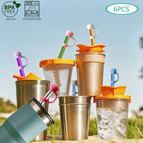 Reusable Silicone Straw Topper - 10mm Dust-Proof Straw Cover - Purple