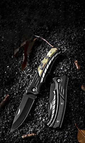 Folding Pocket Knife with Chain - 2.68 Inch Blade - Black