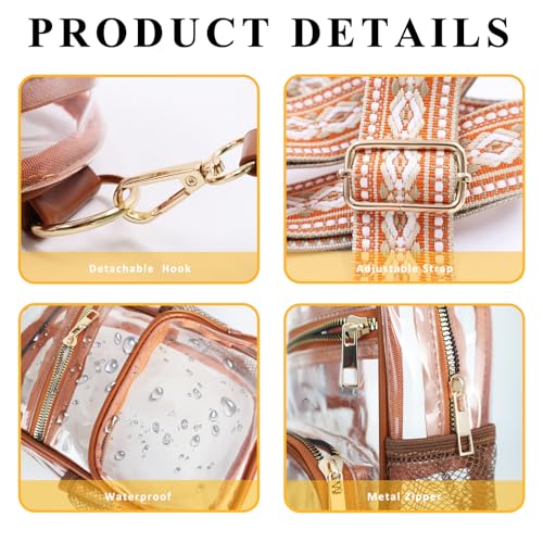 Clear Bag with Water Bottle Holder - Stadium Approved - Brown-C