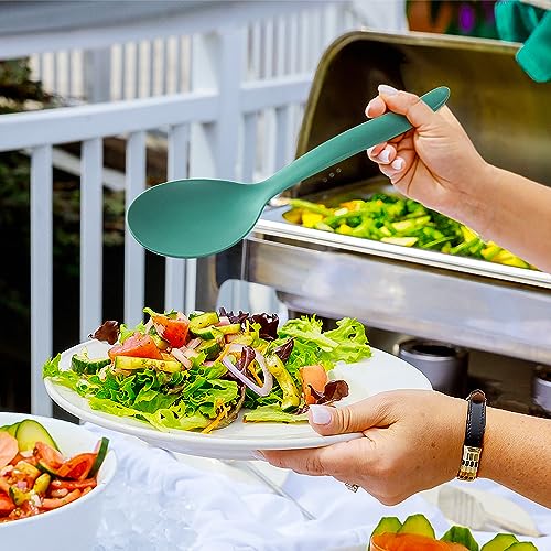 10" Large Plastic Wheat Straw Serving Spoons Set - 8 Pcs, Multi-Color