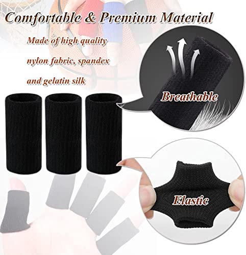 Finger Sleeve Protectors - 10Pcs Black Set for Sports & Arthritis Relief
