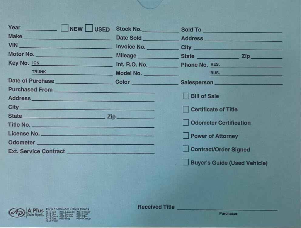 Vehicle/Automotive Deal Jackets - Blue - (P5) (100)