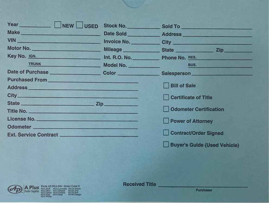 Vehicle/Automotive Deal Jackets - Blue - (P5) (100)