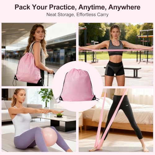 Pilates Kit with Yoga Block & Resistance Bands - Pink