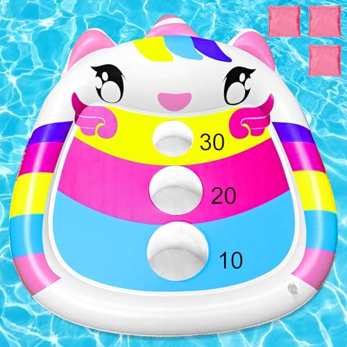 Kids Inflatable Unicorn Pool Cornhole Board Floating Game - JOINBO