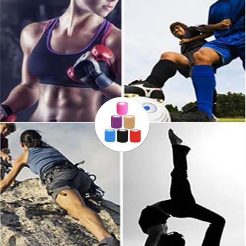 6 Pack Self-Adhesive Wrap Bandage - 2 Inch Breathable Athletic Tape, Mixed