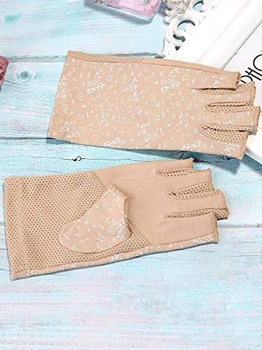UV Protection Fingerless Gloves for Women - Khaki