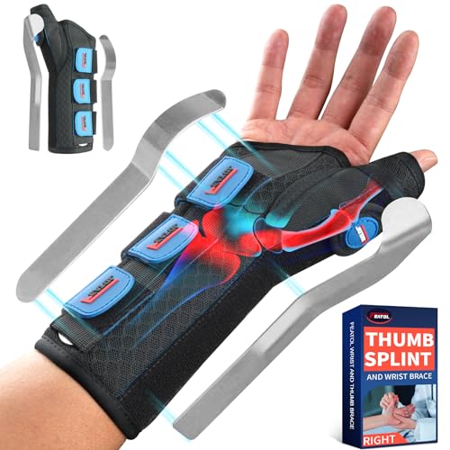 Thumb Spica Splint Wrist Brace for Carpal Tunnel & De Quervain's - Right Hand, Small/Medium