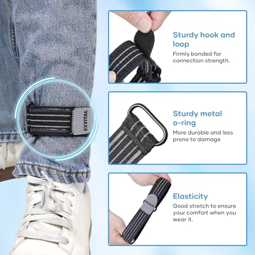 Adjustable Elastic Ankle Straps - High Visibility Reflective - Black, 2pcs
