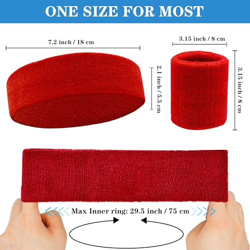 IMAGERIO Red Sports Sweatband & Wristband Set Moisture-Wicking Athletic Gear