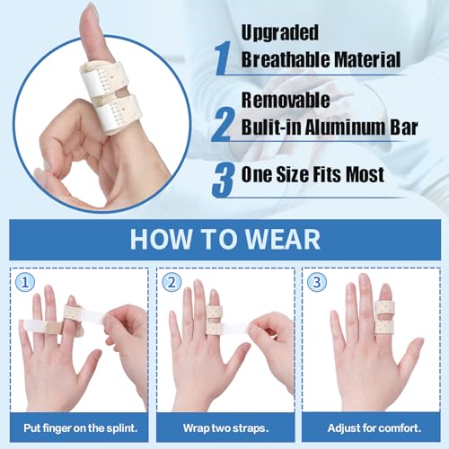 Adjustable Finger Brace - 5 PCS Breathable Trigger Finger Splint - One Size Beige