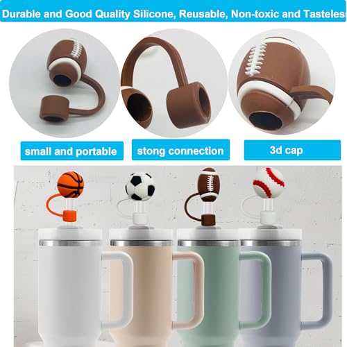 Silicone Straw Covers - Set of 5 Cute Sports Designs