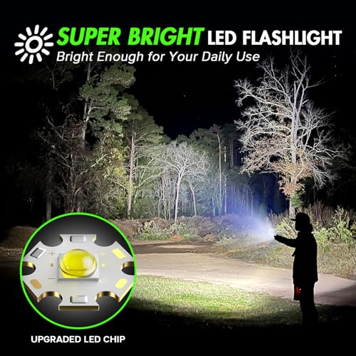 WdtPro LED Flashlight High Lumens SR2000 Pro, 4 Pack Brighter Tactical Flashlights with 5 Modes & Zoomable, Powerful Mini Flash Light for Emergency, Camping, Hiking (Colorful)