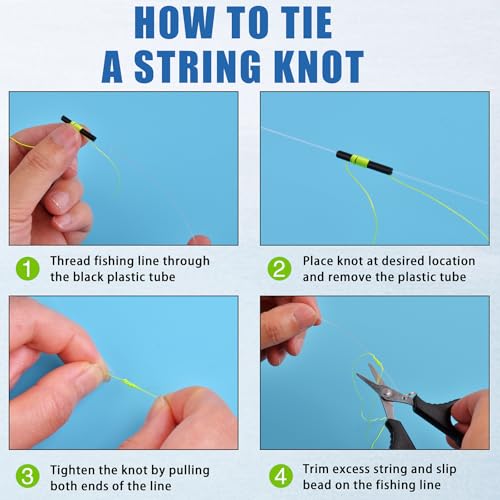 Fishing Bobber Stops with Beads - Adjustable Slip Knot Set - 50pcs