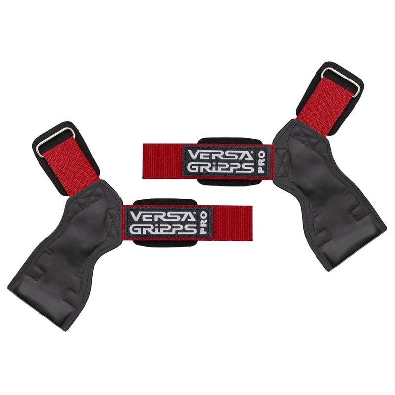 Versa Gripps® Pro, Made in The USA, Wrist Straps for Weightlifting Alternative, The Best Training Accessory, R/L, Royal Red/Black