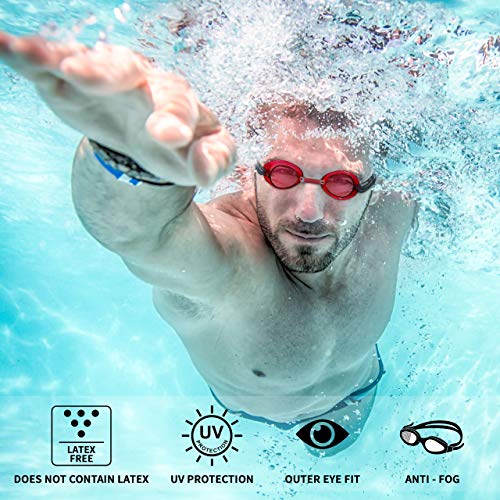 Swedish Pro Goggles for Swimming - Red - Anti-Fog Design