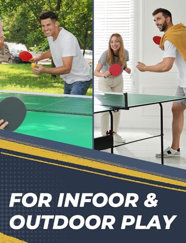 Table Tennis Paddle Set of 4 with 8 Balls - 7-Ply Rackets & Case