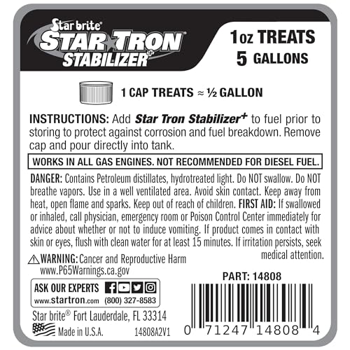 Star Tron Stabilizer+ Fuel Stabilizer & Corrosion Protection 8oz Treats 40 Gallons