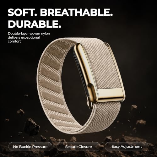 Ultra-Soft Nylon Sport Band for WHOOP 5.0, One, Peak, Life - Dune/Gold Connector