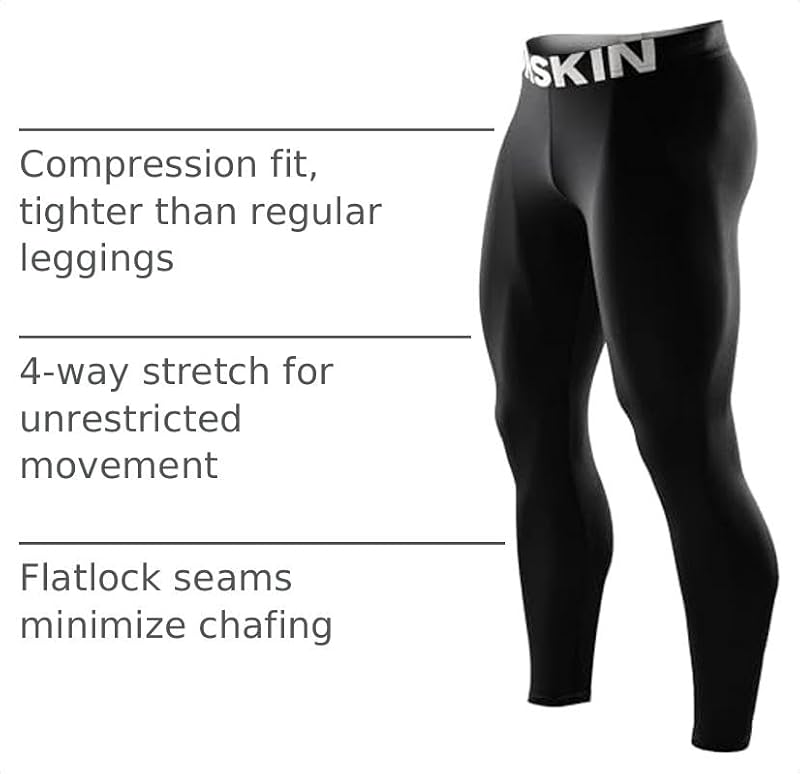 Men's Compression Pants - Quick Dry Leggings Sports Baselayer - Large