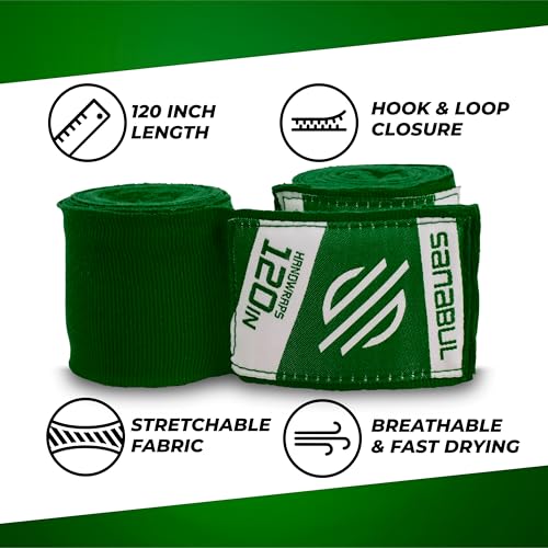 120-Inch Elastic Boxing Hand Wraps - Forest Green