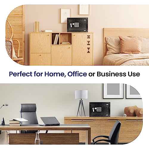 SereneLife Electronic Safe Box | Heavy Duty 12.2¡¯¡¯ x 7.8¡¯¡¯ Lockbox | Digital Keypad Code & 2 Key access | Small Money Safe for Home & Office | Secure Cash, Jewelry, Valuables | Wall & Floor Mountable