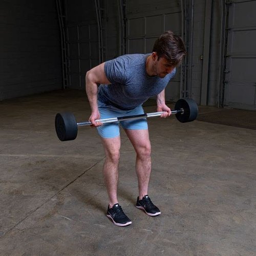 Body-Solid (SBB20) Rubber Coated Fixed Weights Straight Barbell Bar for Weightlifting Exercise Bodybuilding Strength Training, 20lb (Midnight Black)