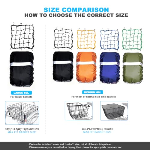 Mattisam Medium 60L Waterproof Bike Basket Rain Cover with Cargo Net - Black