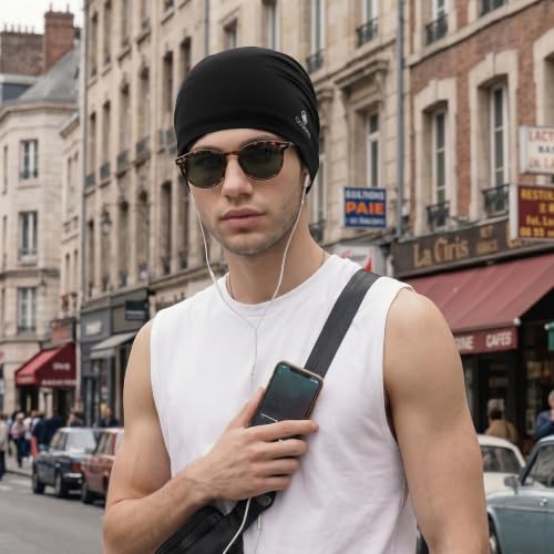 Cooling Skull Cap for Men - Sweat Wicking Helmet Liner - Black