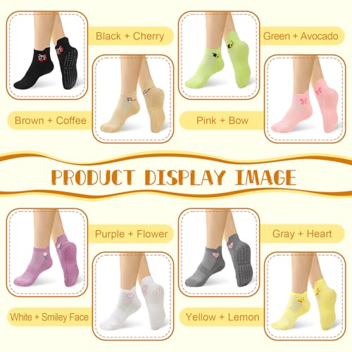 Non-Slip Pilates Yoga Socks for Women - 8-Color Ankle Set